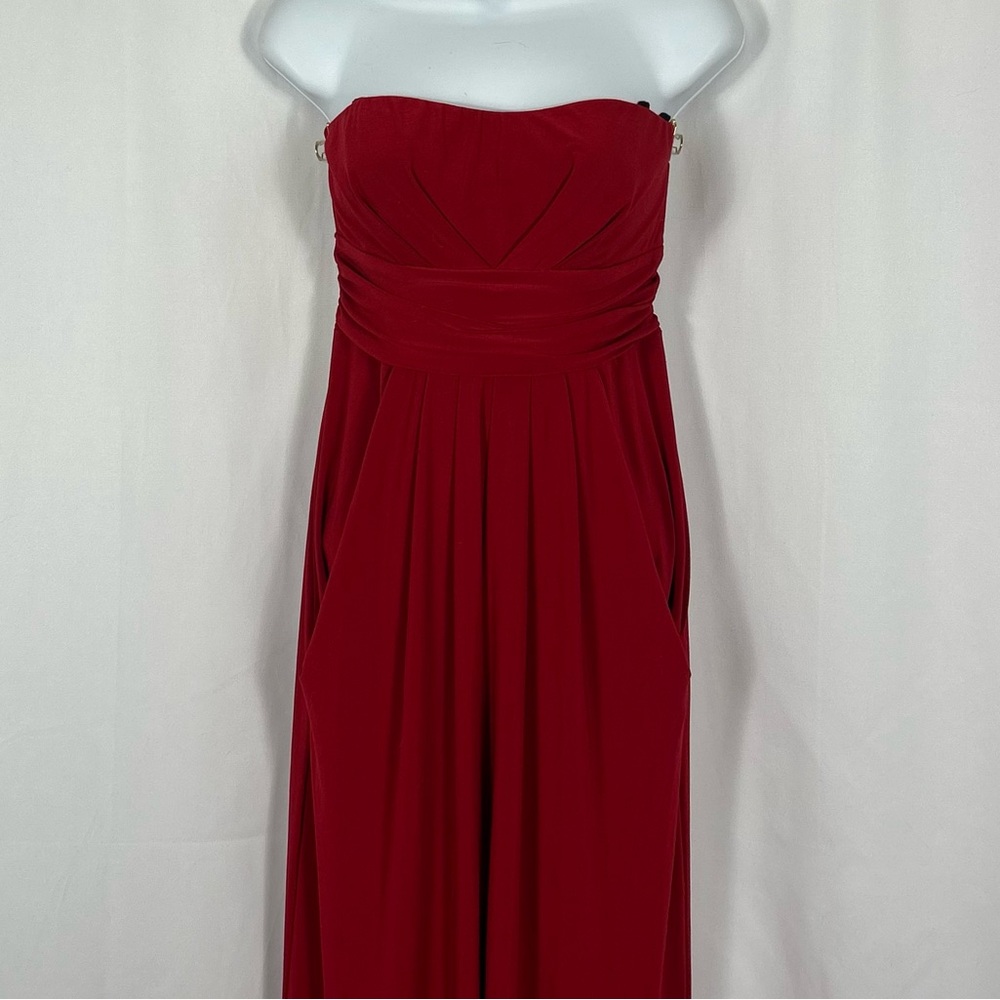 Wishes Wishes Wishes Red knit Strapless Jumpsuit pockets L - Picture 5 of 10